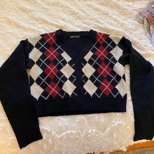 Cropped button up sweater